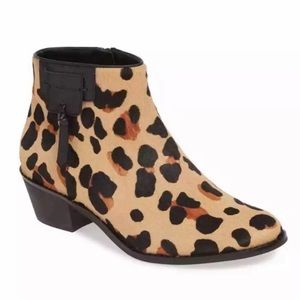 Cole Haan Joanna Genuine Calf Hair Leopard Print Ankle Booties Sz 7